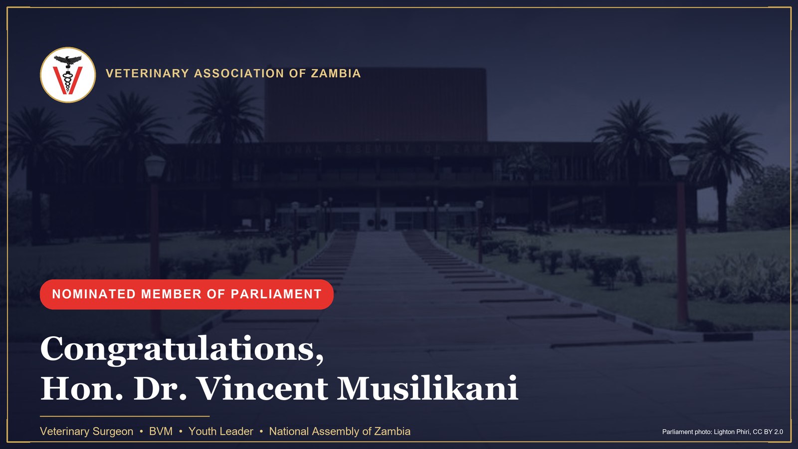 Congratulations, Hon. Dr. Vincent Musilikani (BVM)